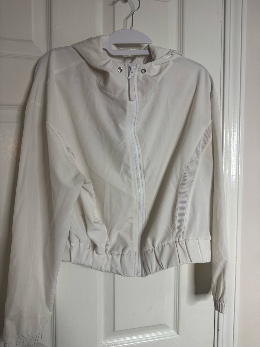 Gianni Bini White Lightweight Hooded Bomber Jacket